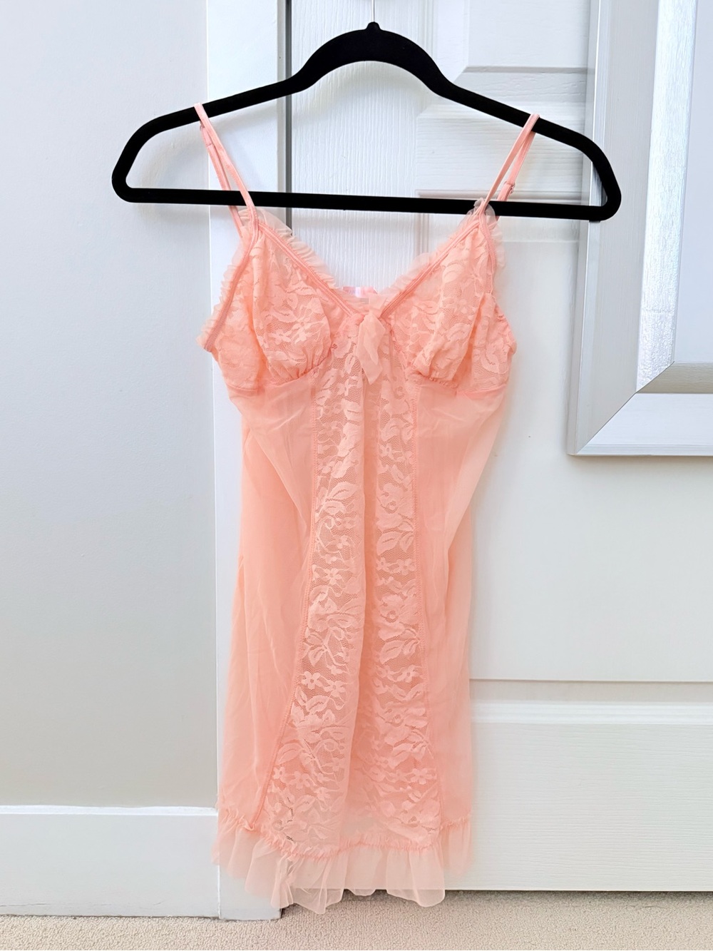 Floral Lace and Mesh Babydoll Chemise (Size M)